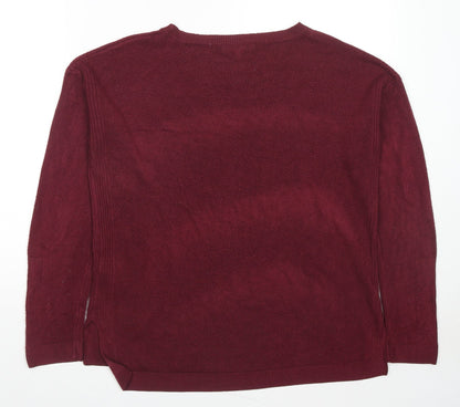 New Look Womens Red Round Neck Acrylic Pullover Jumper Size 14