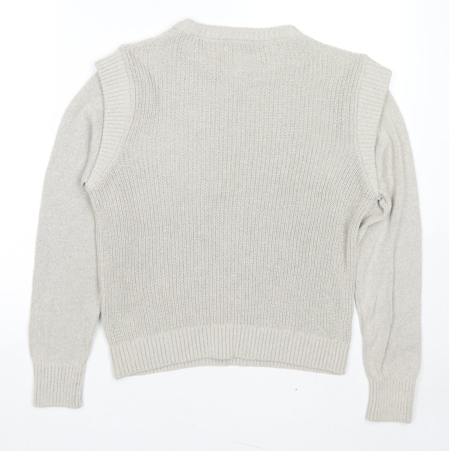Only Womens Beige Round Neck Cotton Pullover Jumper Size S