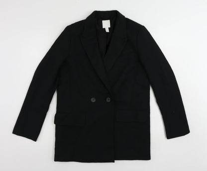 Additional front view of H7m women’s black jacket blazer, size XS, button