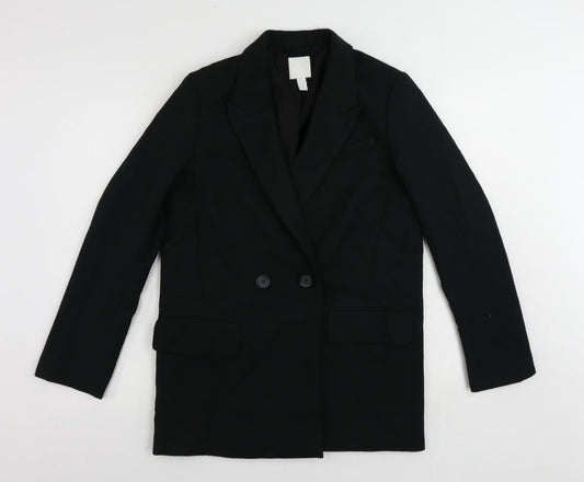 H7m Womens Black Jacket Blazer Size XS Button