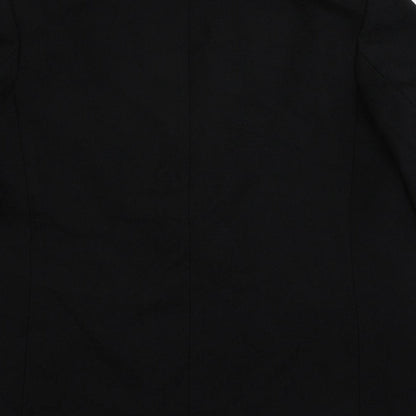 Brand and care label for H7m women’s black jacket blazer, size XS, button