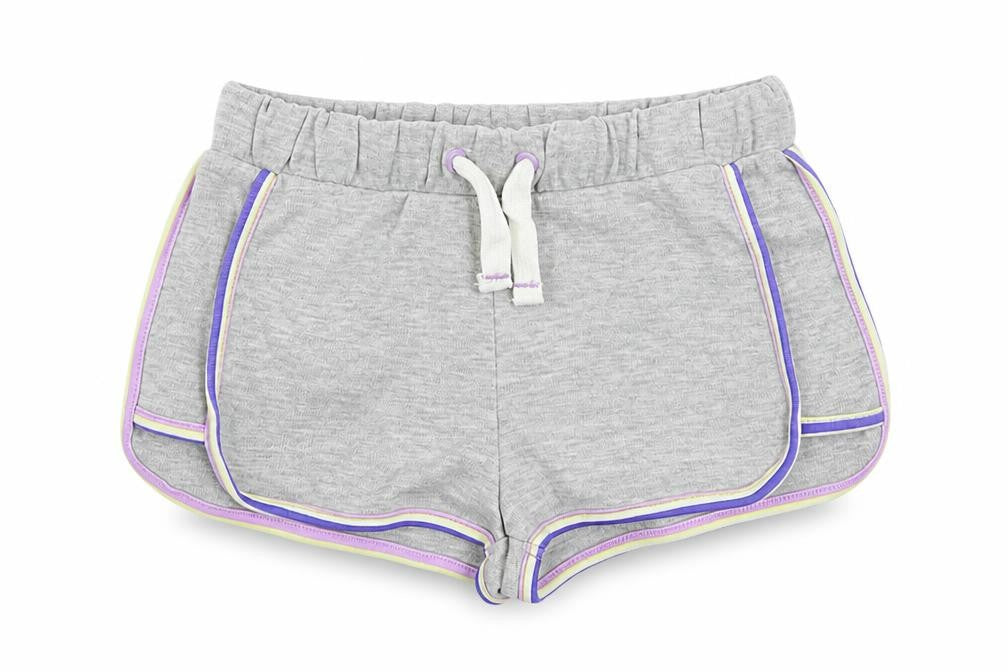 Marks & Spencer Girls Grey Cotton Sweat Shorts Size 6-7 Years Regular Drawstring - Contrasting Trim