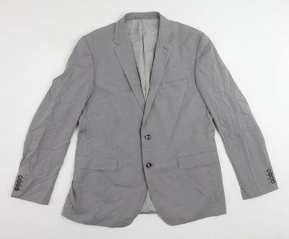 Additional front view of Autograph men’s grey geometric cotton jacket suit jacket, size 44, regular