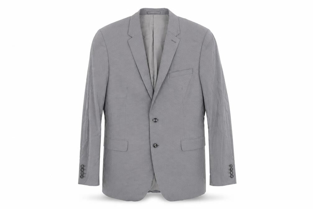 Autograph Mens Grey Geometric Cotton Jacket Suit Jacket Size 44 Regular