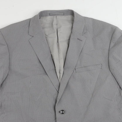 Close-up detail of Autograph men’s grey geometric cotton jacket suit jacket, size 44, regular