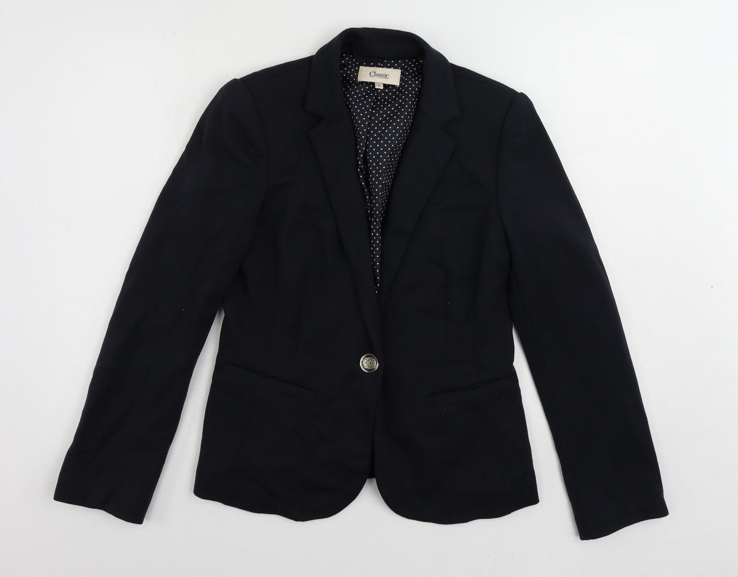 Classic Womens Blue Jacket Blazer Size 8 Button