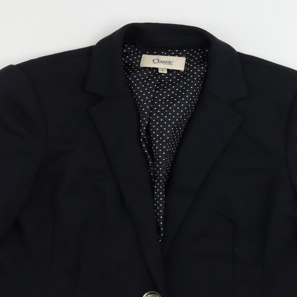 Classic Womens Blue Jacket Blazer Size 8 Button