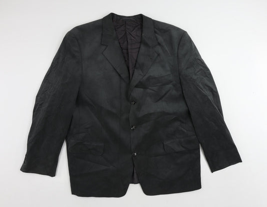 DESCH Mens Grey Polyester Jacket Blazer Size 48 Regular - Suede Effect