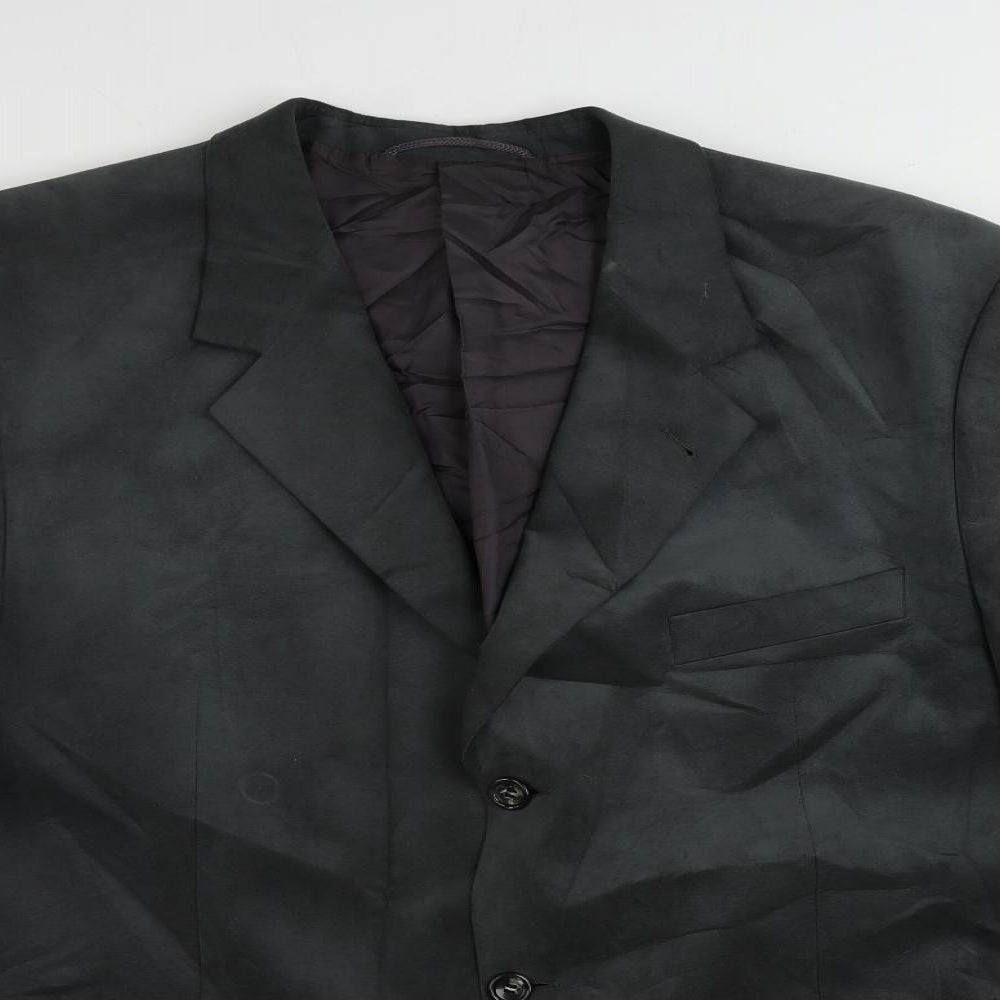 DESCH Mens Grey Polyester Jacket Blazer Size 48 Regular - Suede Effect
