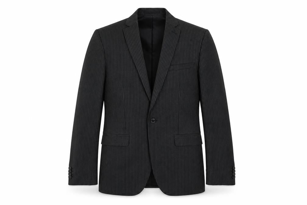 Topman Mens Black Striped Polyester Jacket Suit Jacket Size 38 Regular