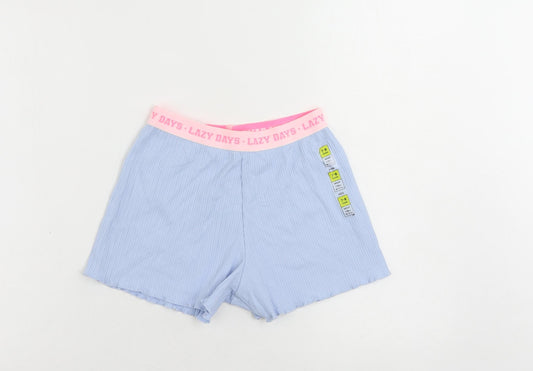 Marks and Spencer Girls Blue Solid Cotton Cami Sleep Shorts Size 7-8 Years - Lazy Days