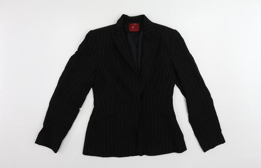 Debenhams Womens Black Striped Jacket Blazer Size 10 Button