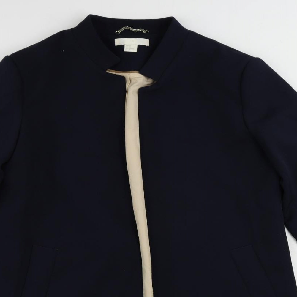 H&M Womens Blue Overcoat Coat Size 14 - Open