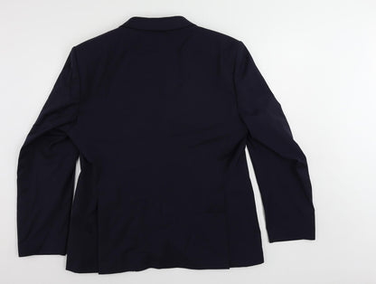 Back view of Autograph men’s blue wool jacket suit jacket, size 40, regular