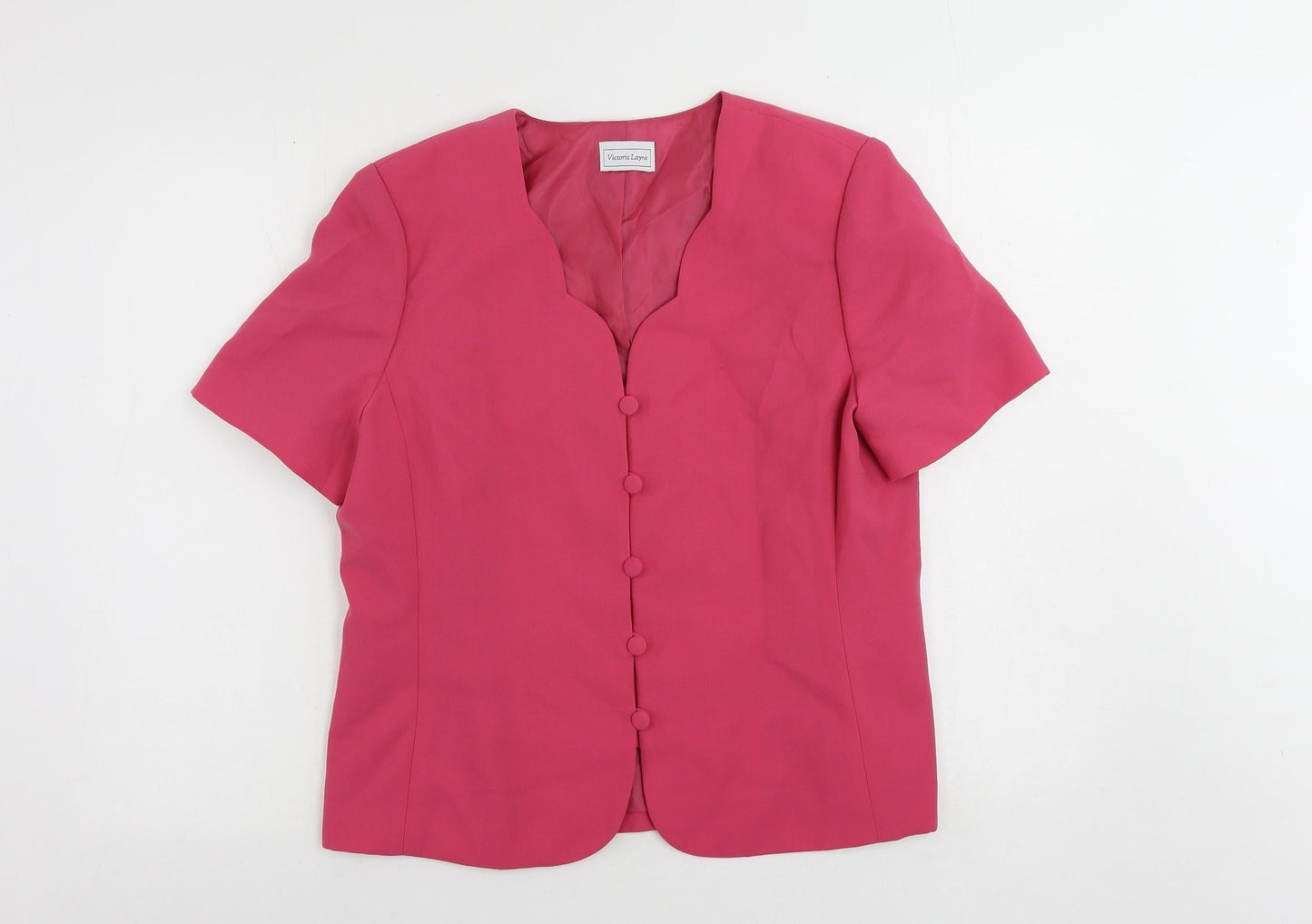 Victoria Layne Womens Pink Jacket Blazer Size 14 Button