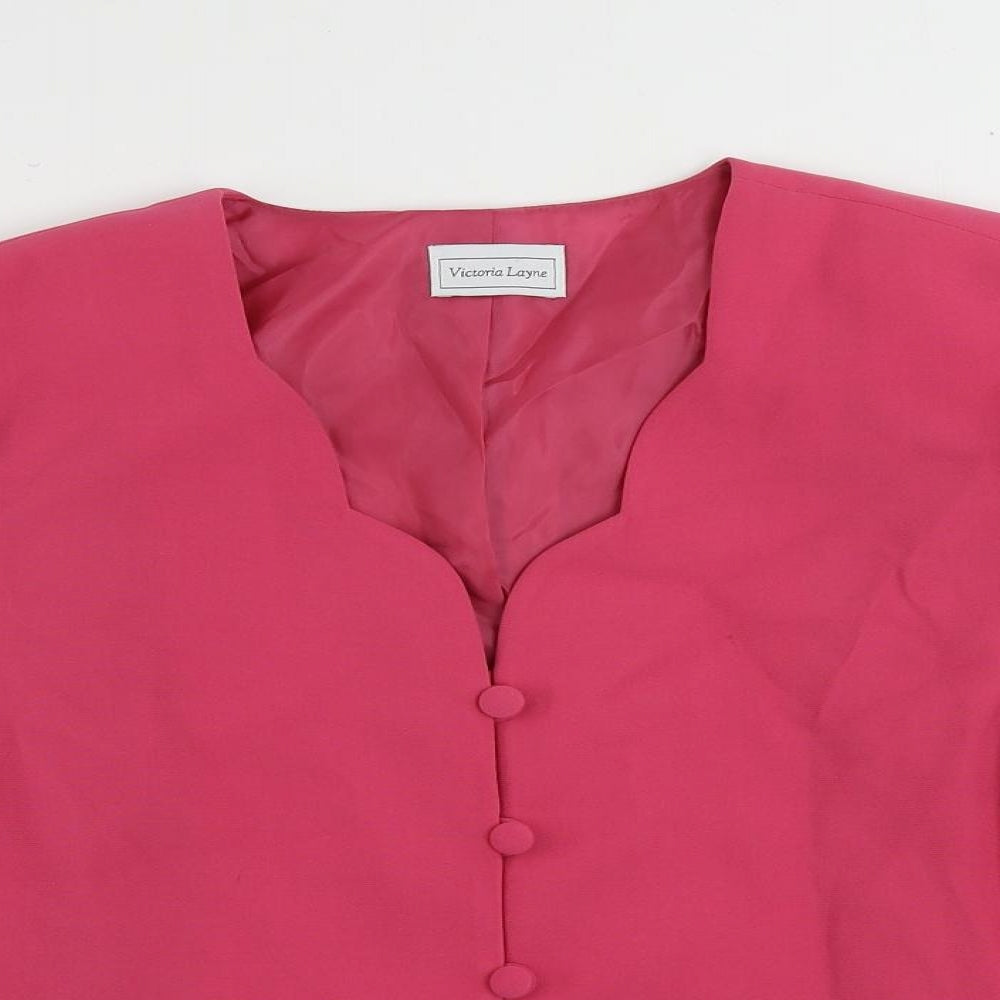 Victoria Layne Womens Pink Jacket Blazer Size 14 Button