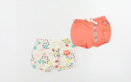 Marks and Spencer Baby Ivory Floral Cotton Shorts Set Outfit/Set Size 0-3 Months