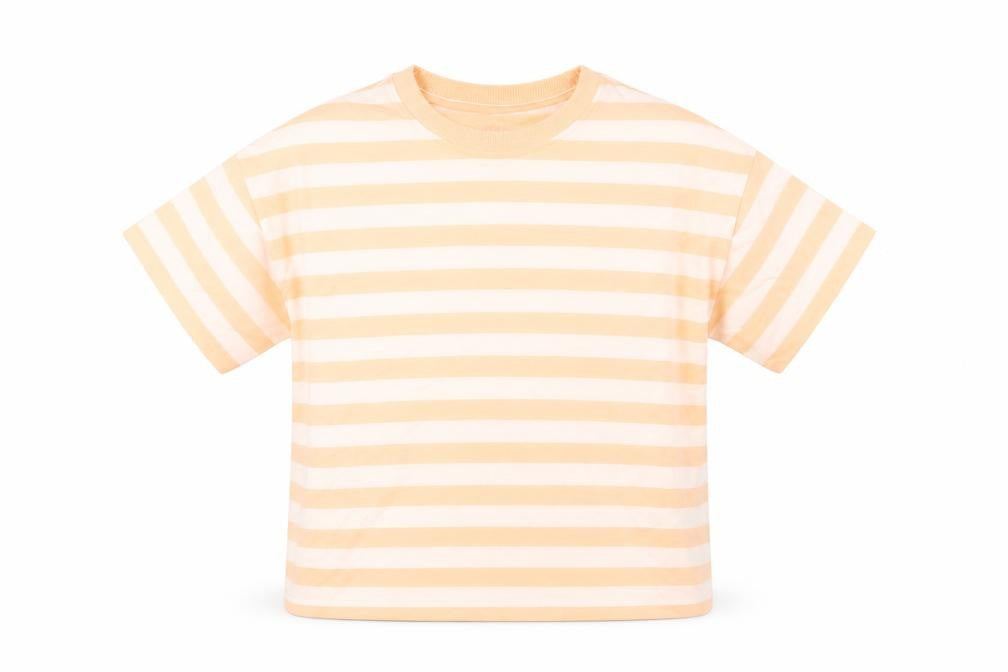 Marks & Spencer Boys White Striped Cotton Basic T-Shirt Size 7-8 Years Round Neck Pullover