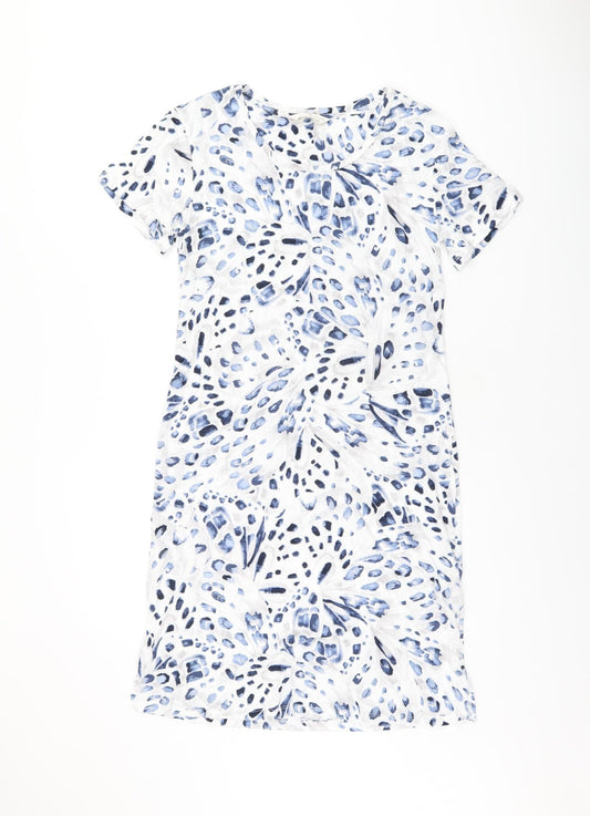 Marks and Spencer Womens White Geometric Cotton Top Dress Size XS
