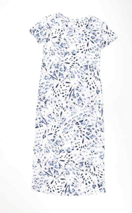 Marks and Spencer Womens White Geometric Cotton Top Dress Size XS