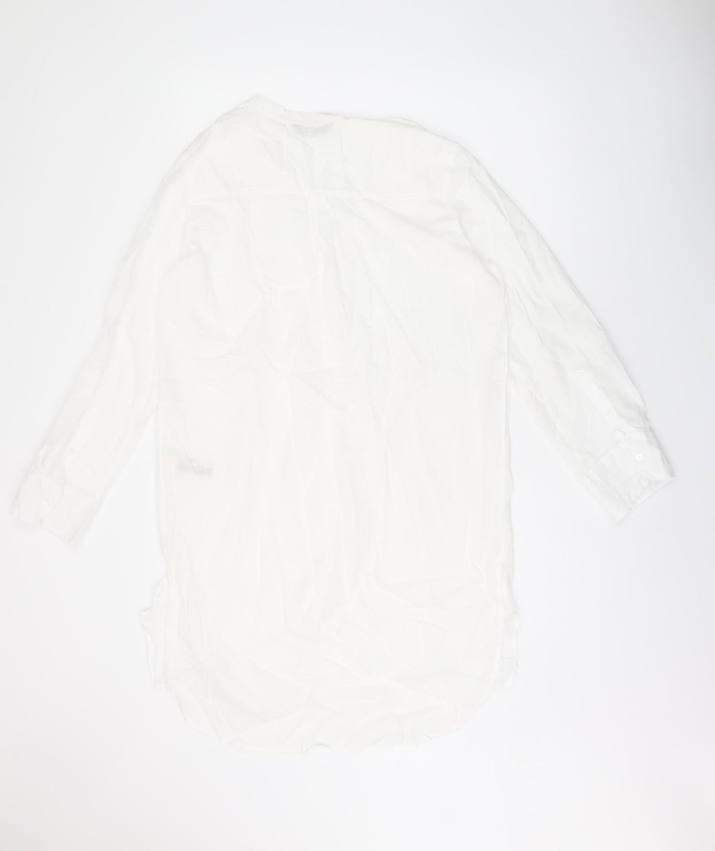 Marks and Spencer Womens White Cotton Shirt Dress Size M V-Neck Button