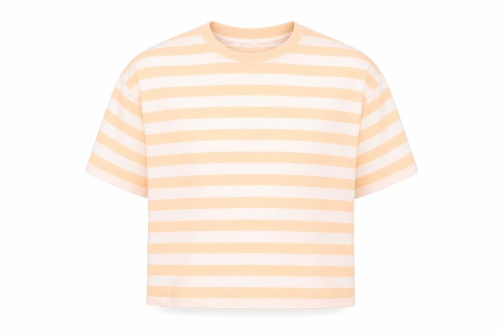 Marks & Spencer Boys White Striped Cotton Basic T-Shirt Size 8-9 Years Round Neck Pullover