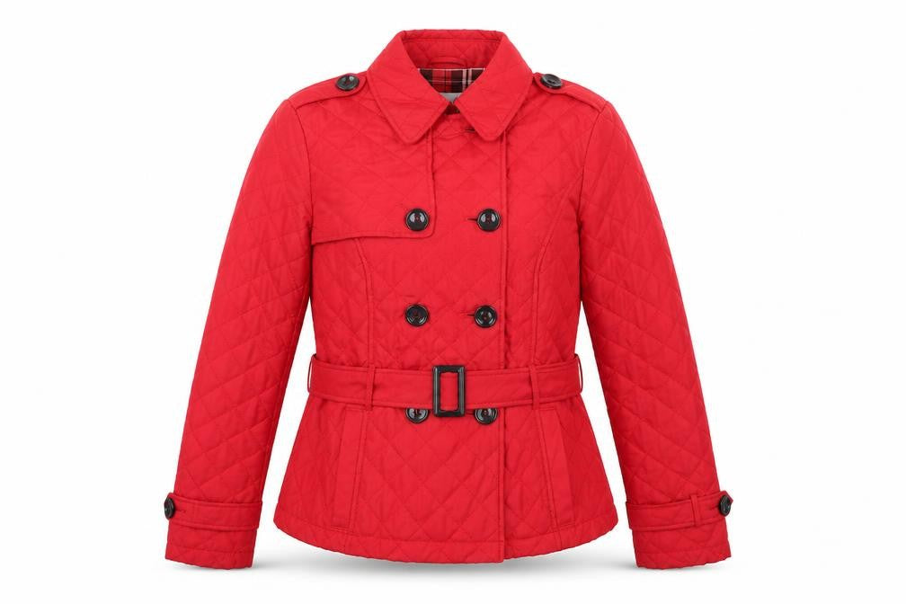 Rossetti Womens Red Quilted Coat Size 14 Button