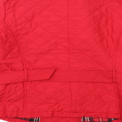 Rossetti Womens Red Quilted Coat Size 14 Button