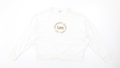 Additional front view of Lee Cooper women’s white cotton pullover sweatshirt, size S, pullover