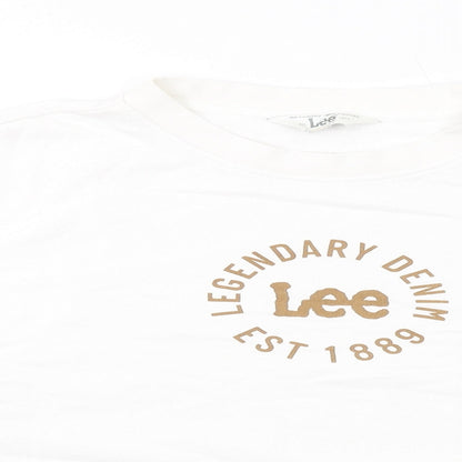 Close-up detail of Lee Cooper women’s white cotton pullover sweatshirt, size S, pullover