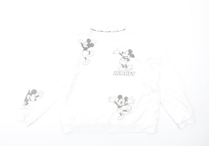 Preloved Disney Womens White Cotton Pullover Sweatshirt Size L Pullover - Mickey Mouse - Front
