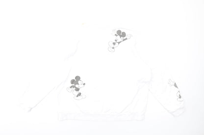 Preloved Disney Womens White Cotton Pullover Sweatshirt Size L Pullover - Mickey Mouse - Back
