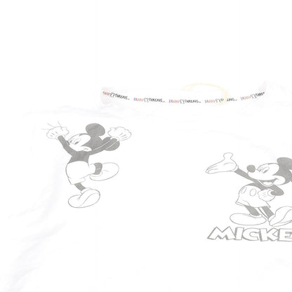 Preloved Disney Womens White Cotton Pullover Sweatshirt Size L Pullover - Mickey Mouse - Detail