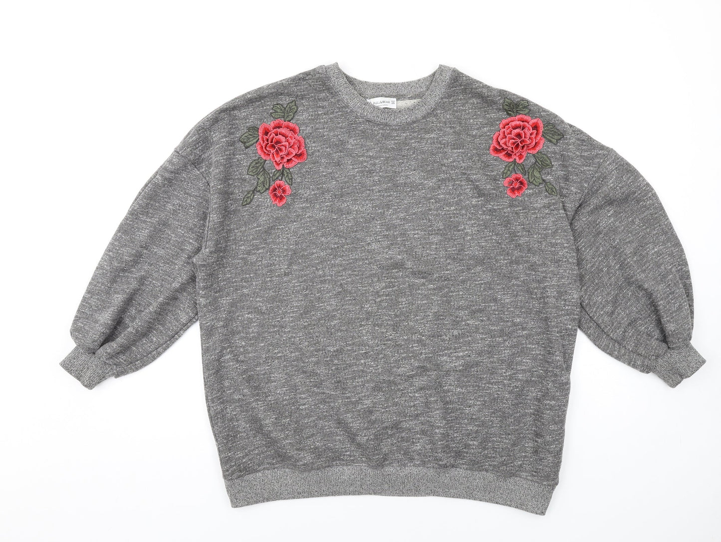 Pull&Bear Womens Grey Cotton Pullover Sweatshirt Size S Pullover