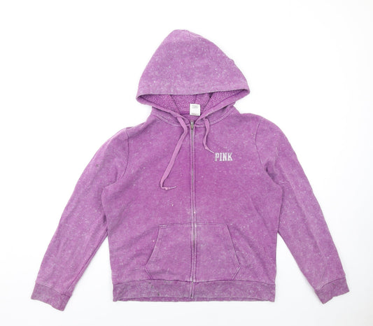 PINK Womens Purple Cotton Full Zip Hoodie Size XL Zip