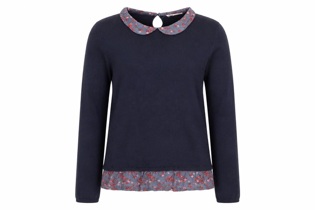 H&M Girls Blue Collared Acrylic Pullover Jumper Size 12-13 Years Button