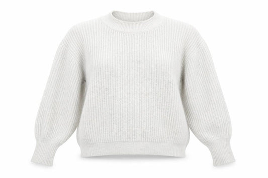 Front view of ASOS women’s grey crew neck acrylic jumper, size UK 8