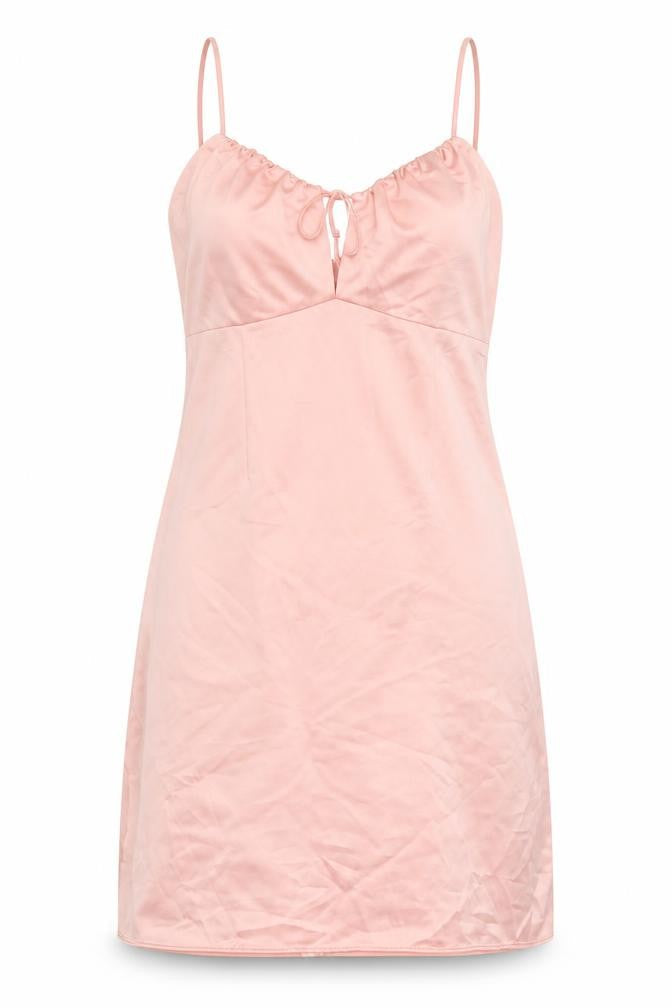 Topshop Womens Pink Polyester Slip Dress Size 12 Round Neck Zip