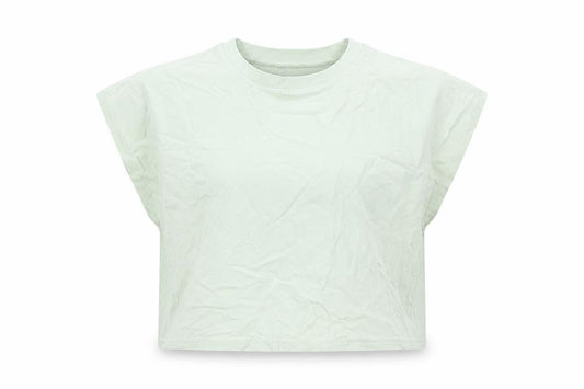 H&M Girls Green 100% Cotton Cropped T-Shirt Size 10 Years Crew Neck Pullover - Size 10-12 Years