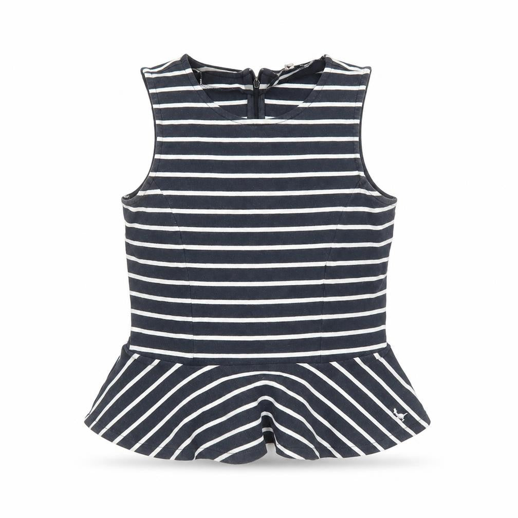 Jack Wills Womens Blue Striped Cotton Basic Tank Size 10 Round Neck - Peplum Style