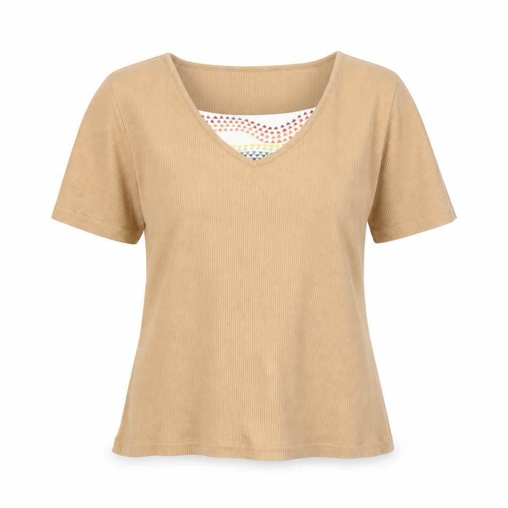 St Michael Womens Brown Polyester Basic T-Shirt Size 14 Square Neck - Embroidered Detail Vintage