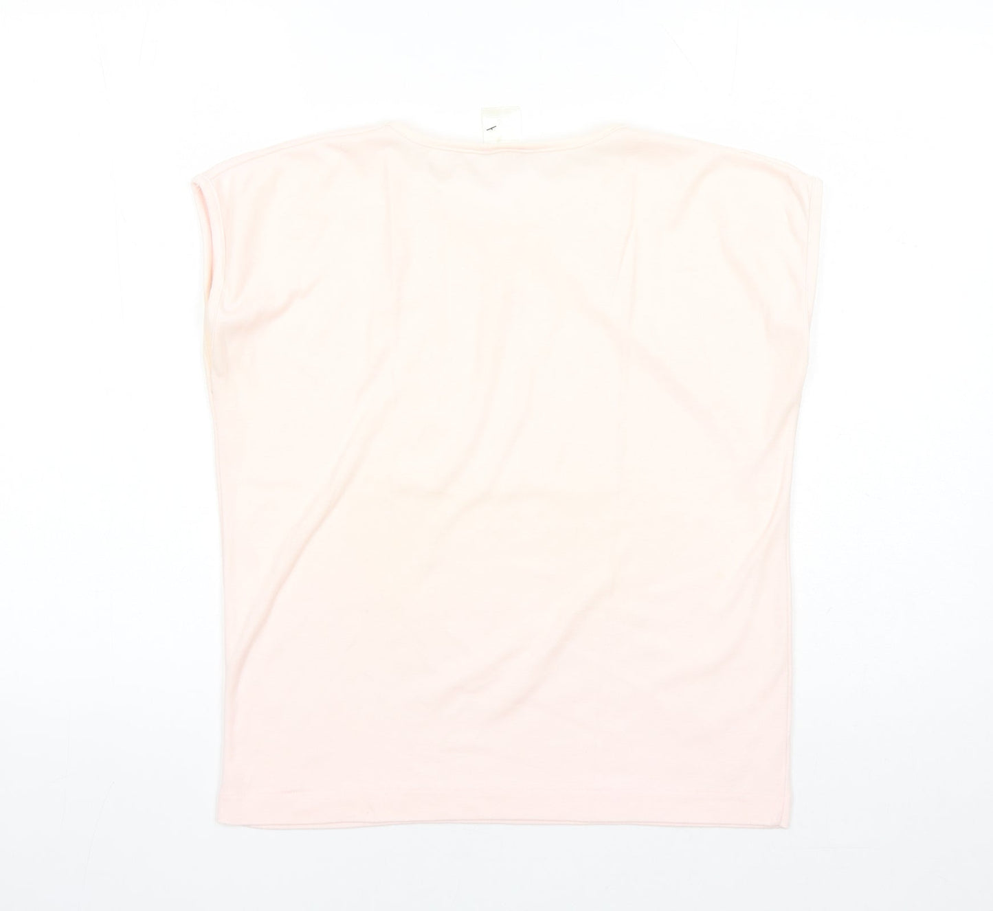 Littlewoods Womens Pink Polyester Basic T-Shirt Size 16 Round Neck - Embroidered Detail Vintage