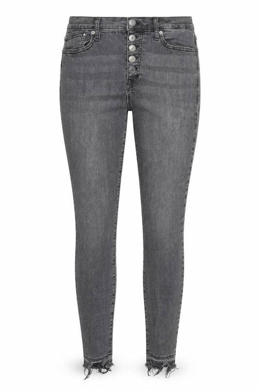 Gap Womens Grey Cotton Skinny Jeans Size 30 in L26 in Regular Button - Raw Hems
