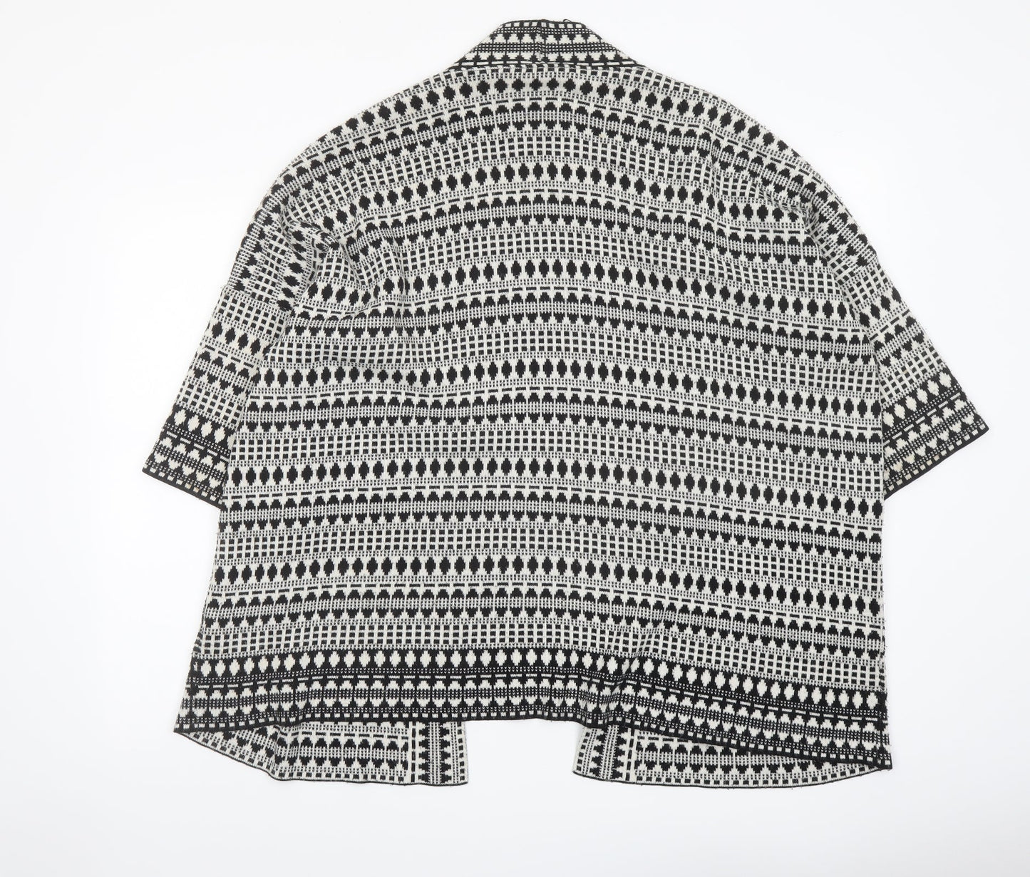 Warehouse Womens Black V-Neck Geometric Acrylic Cardigan Jumper Size M