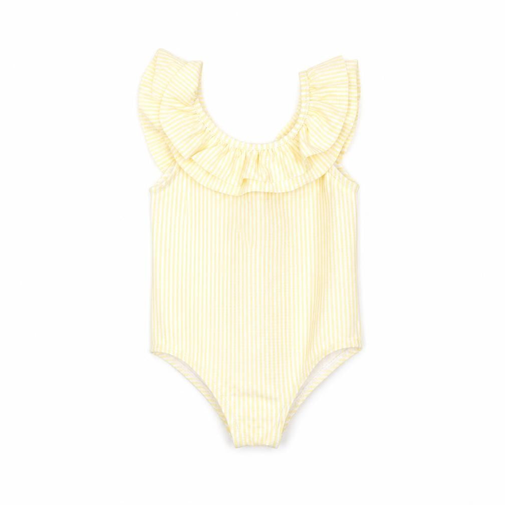 Marks & Spencer Girls Yellow Striped Polyester Babygrow One-Piece Size 9-12 Months Pullover - Swimwear