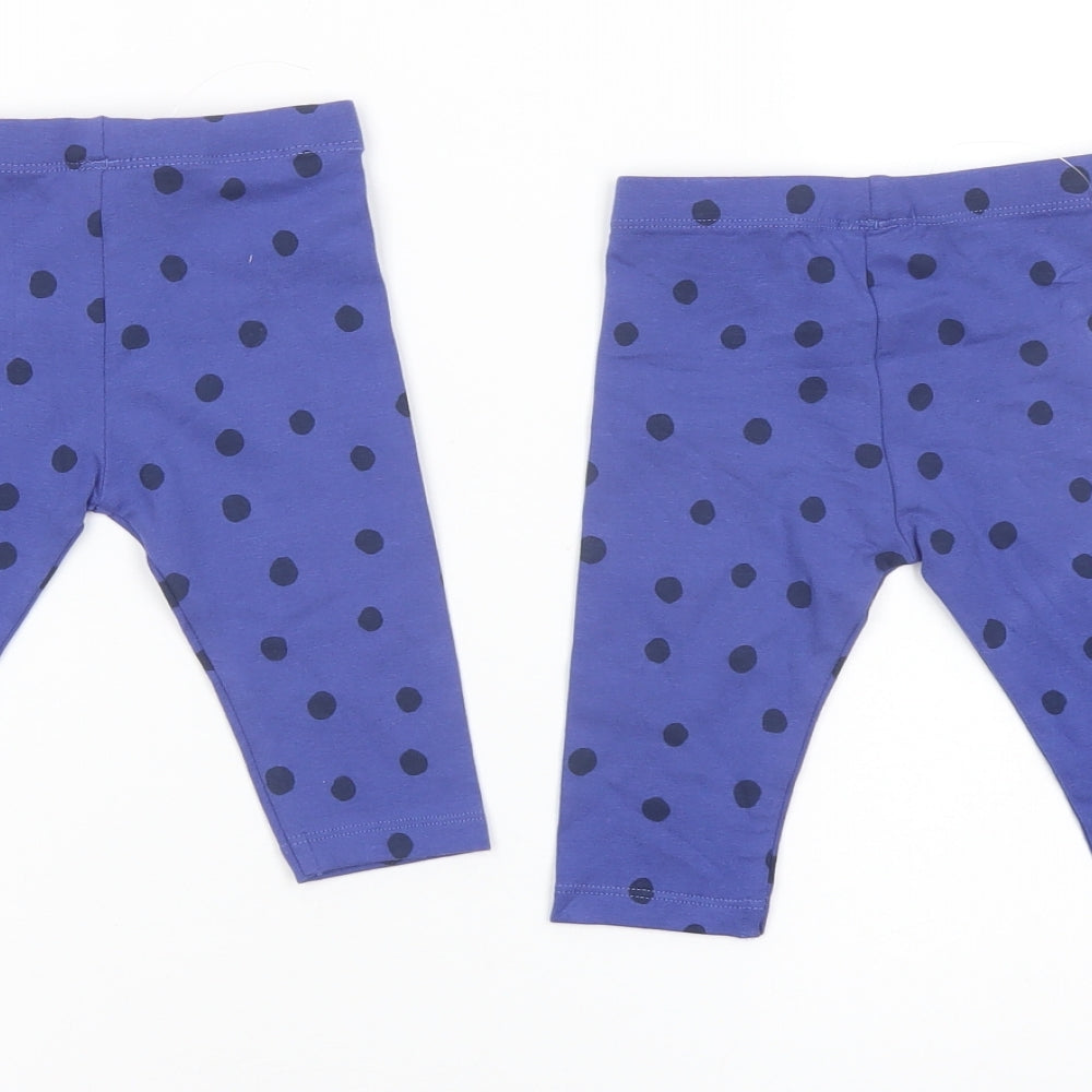 Marks and Spencer Girls Blue Polka Dot Cotton Trousers Outfit/Set Size 3-6 Months Pullover