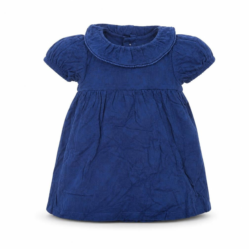 Marks & Spencer Girls Blue Cotton A-Line Size 3-6 Months Collared Button