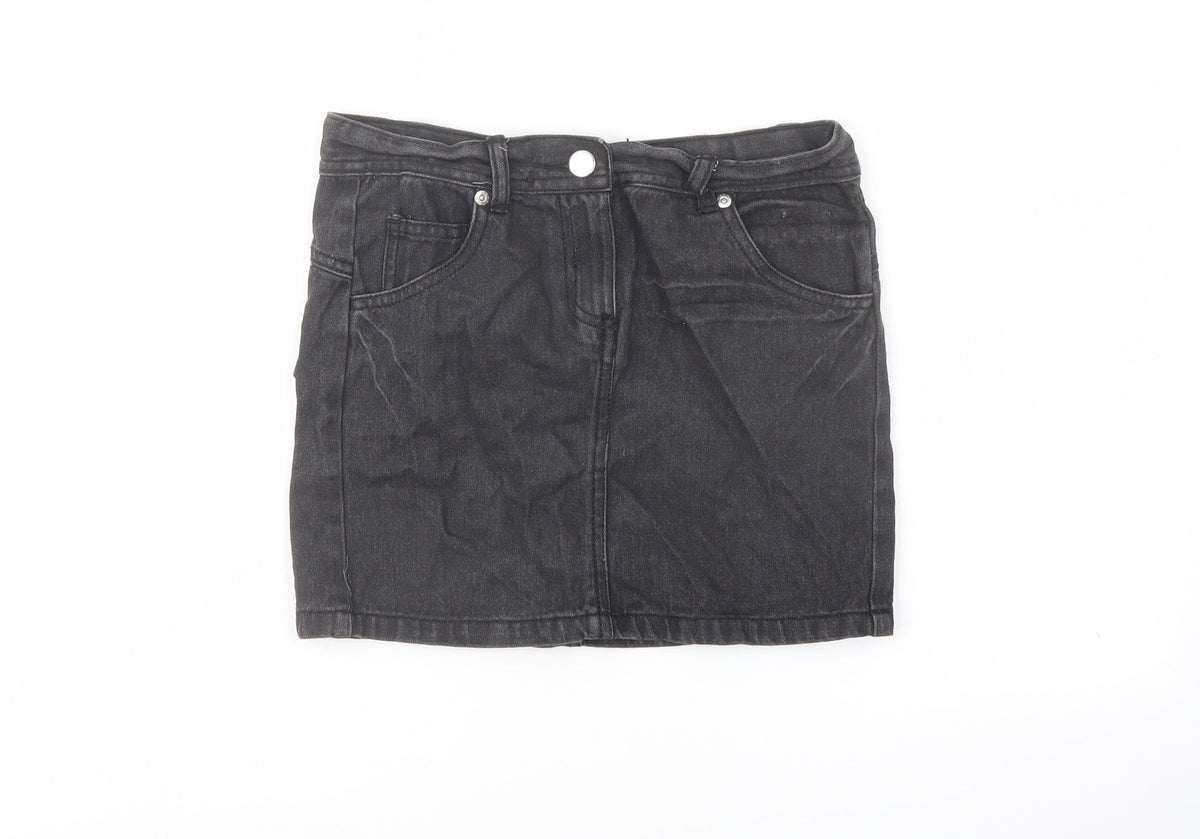 Cherokee Girls Grey Cotton A-Line Skirt Size 9-10 Years Regular Button
