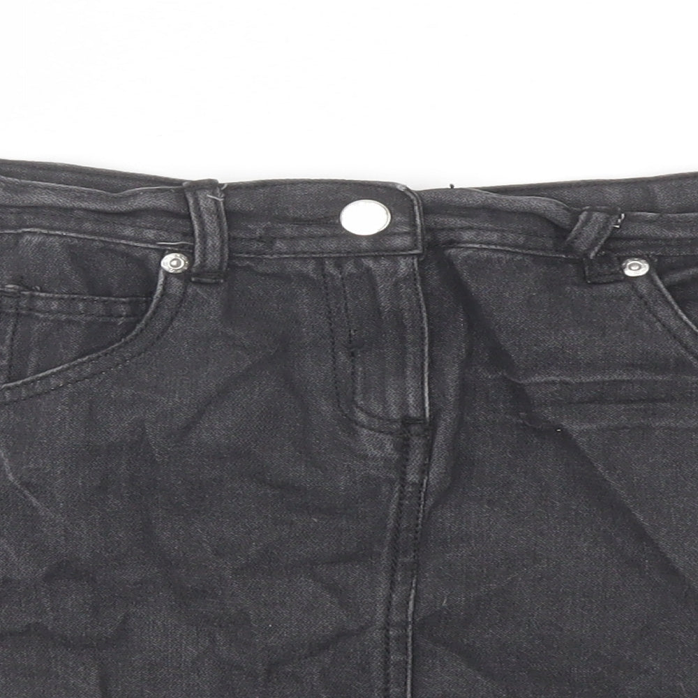 Cherokee Girls Grey Cotton A-Line Skirt Size 9-10 Years Regular Button