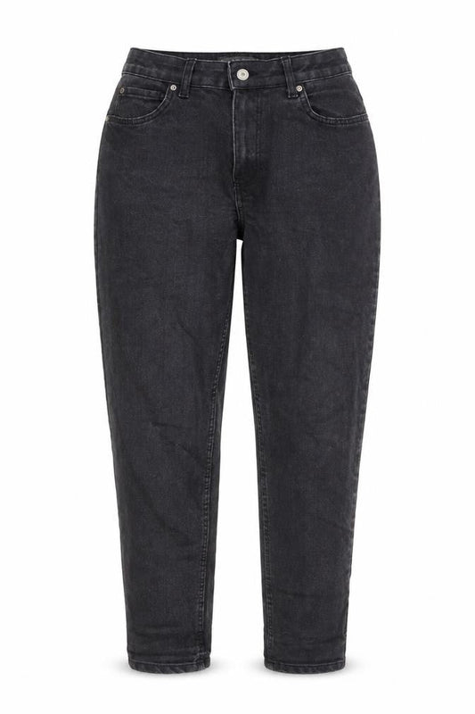 Denim & Co. Womens Grey Cotton Mom Jeans Size 12 L28 in Regular Button